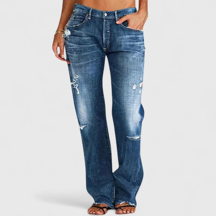 Lidia | Jeans Mujer Rotos Cintura Baja Pierna Recta