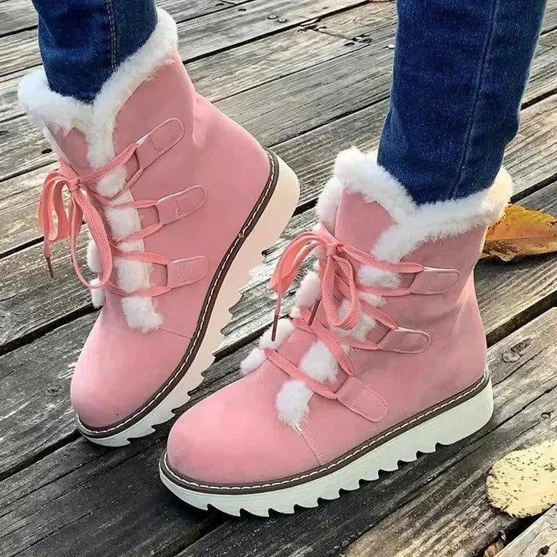 Lola | Botines de Invierno con Forro de Borreguito Mujer Cordones Plataforma