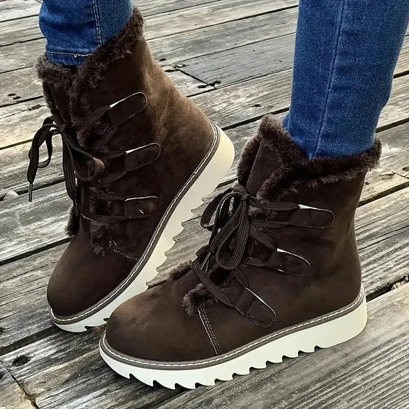 Lola | Botines de Invierno con Forro de Borreguito Mujer Cordones Plataforma