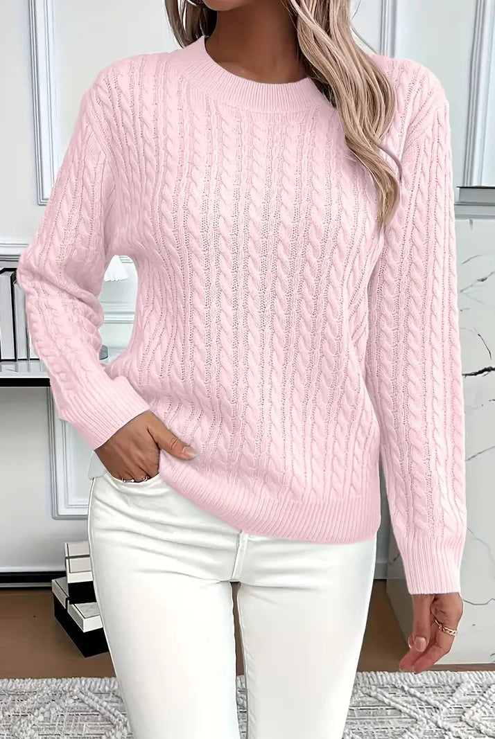 Lola | Jersey de Punto Trenzado Mujer Cuello Redondo Manga Larga