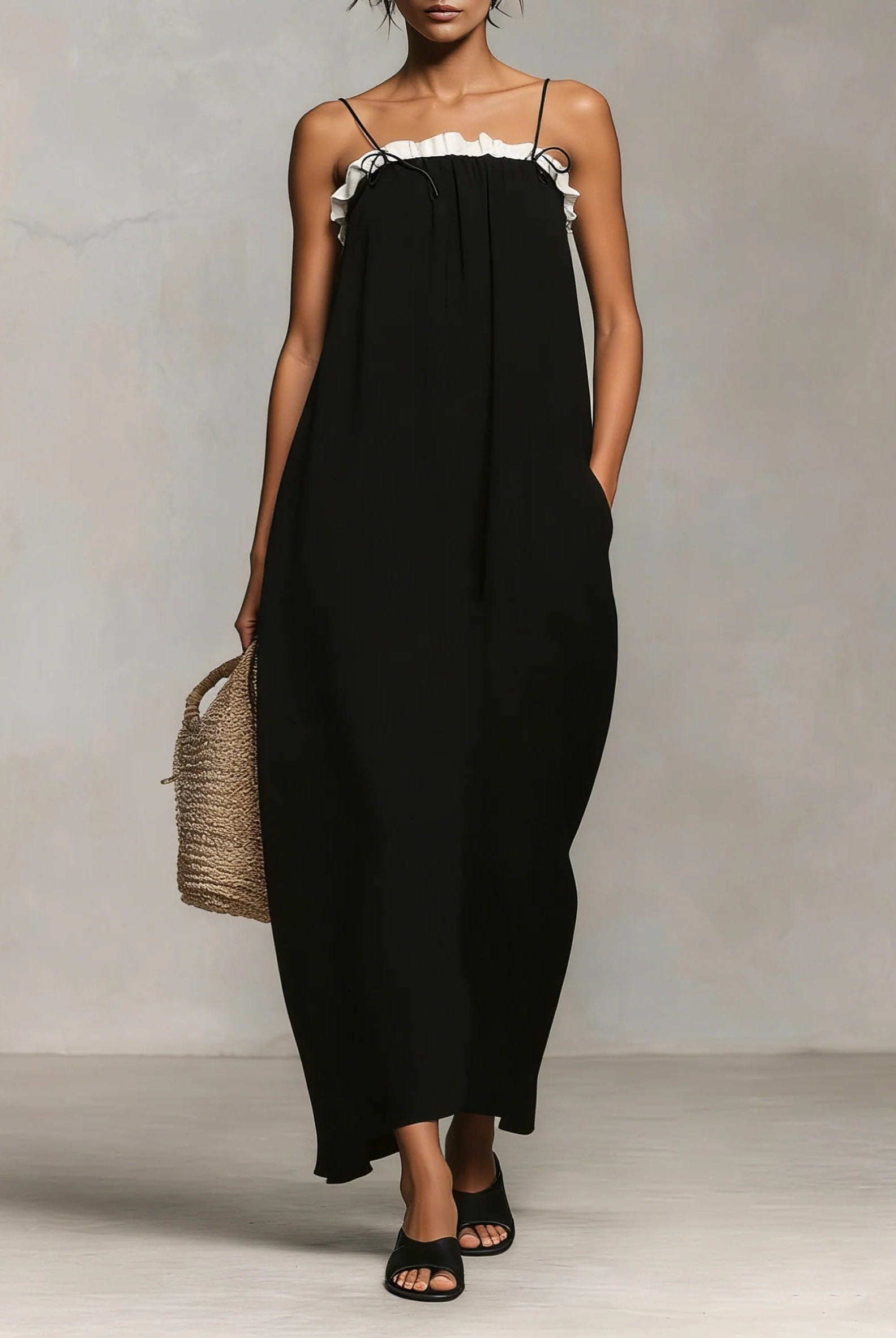 Lola | Vestido Largo Lencero con Volantes Mujer Tirantes