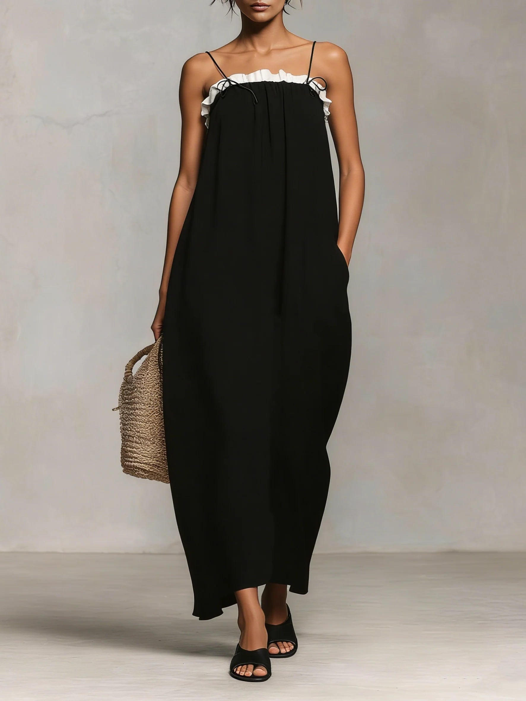 Lola | Vestido Largo Lencero con Volantes Mujer Tirantes