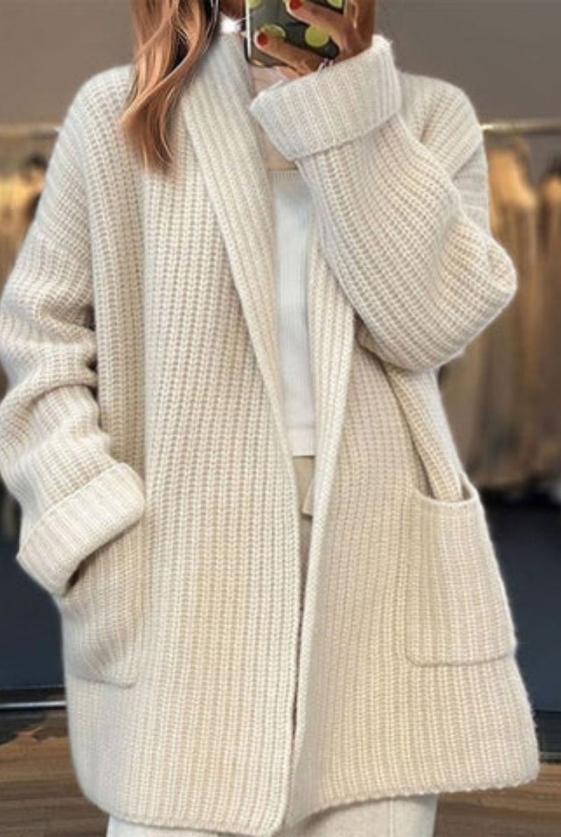 Lorena | Cárdigan de Punto Oversize Mujer Bolsillos Manga Larga