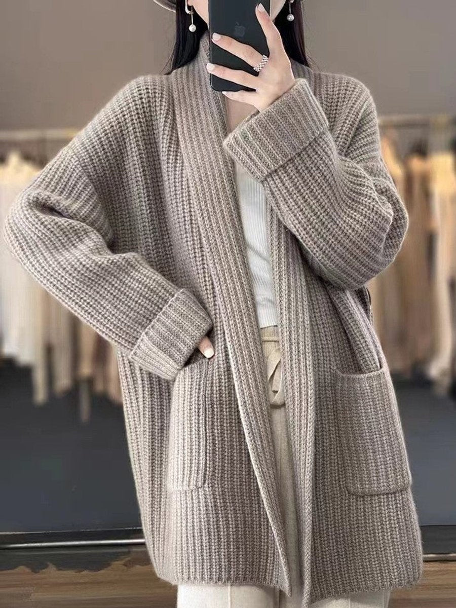 Lorena | Cárdigan de Punto Oversize Mujer Bolsillos Manga Larga
