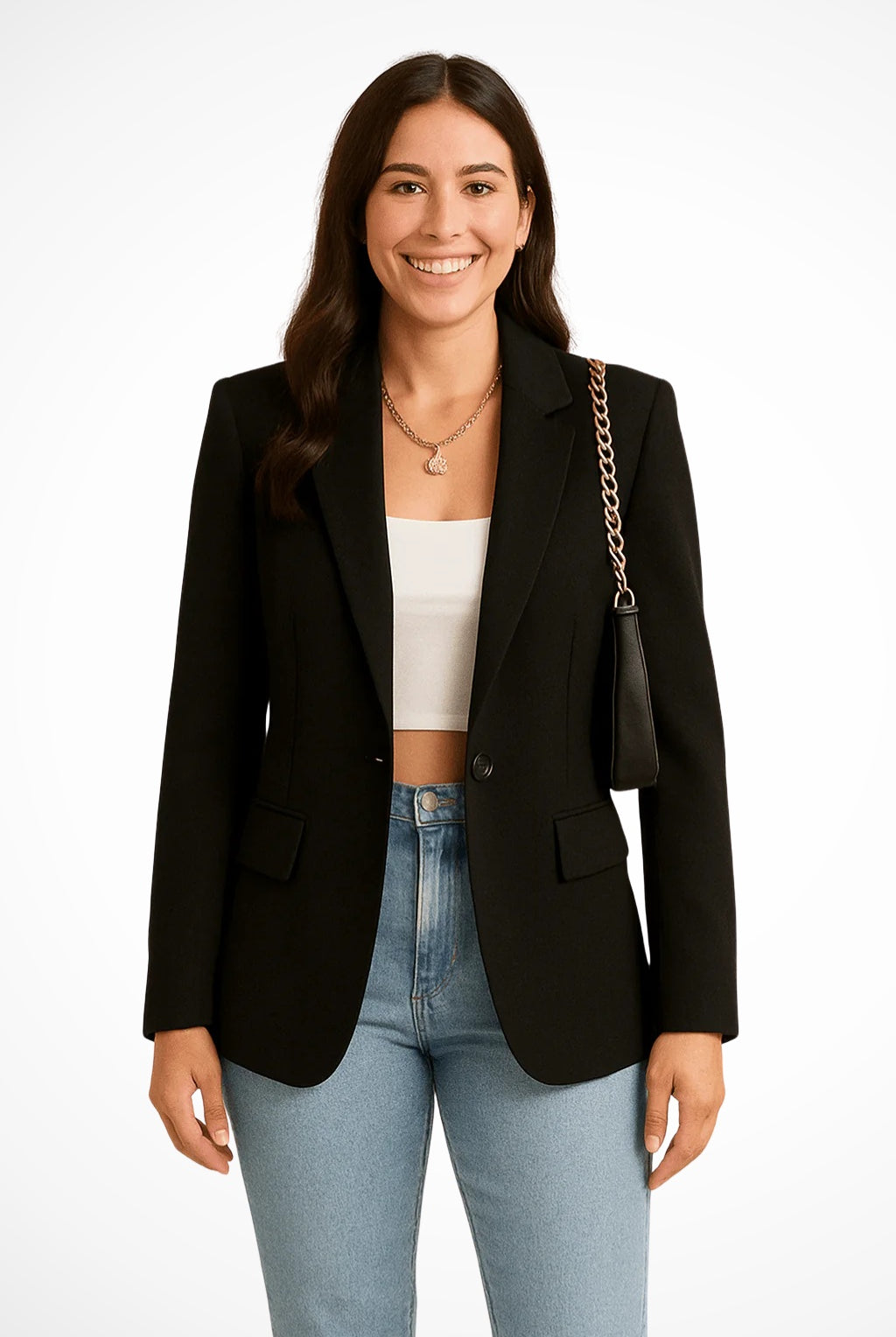 Lorena | Chaqueta Americana Mujer Solapa Botón Único