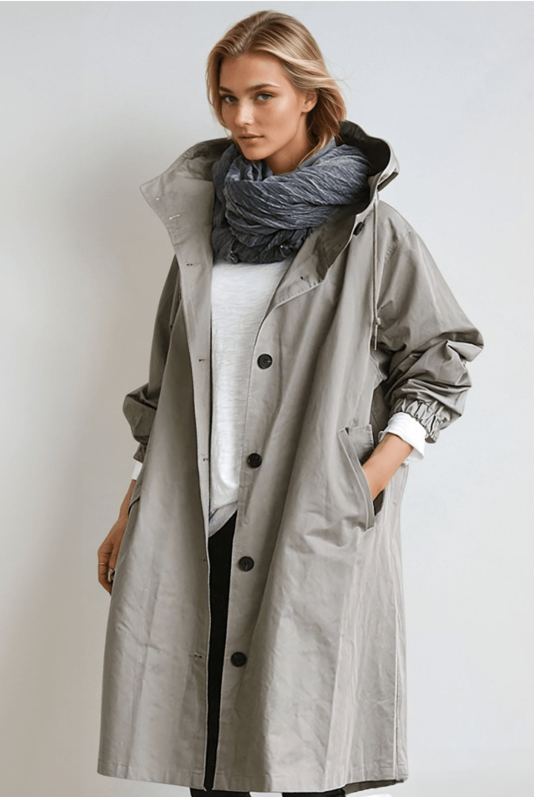 Lorena | Chubasquero Largo Impermeable Mujer con Capucha
