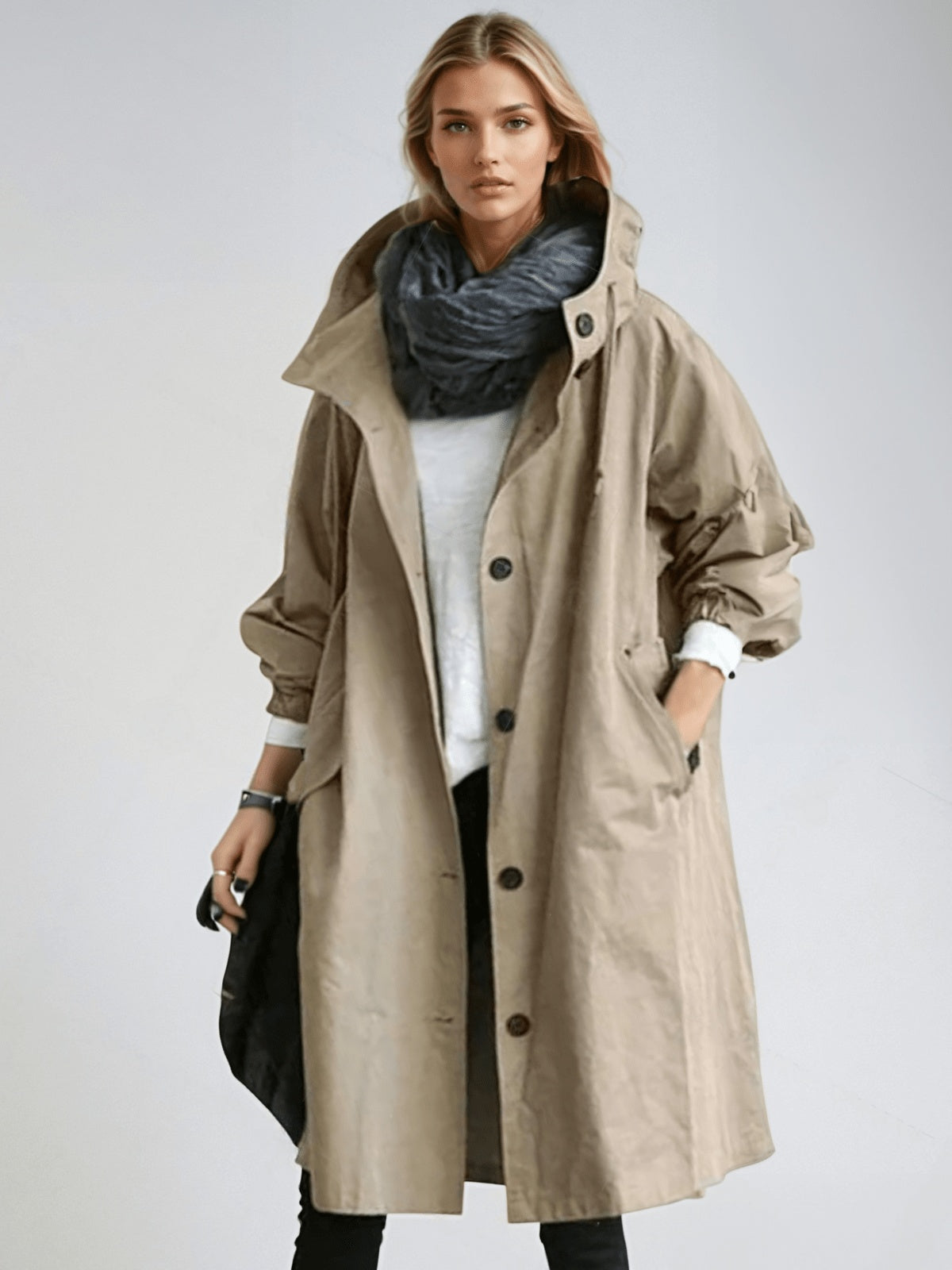 Lorena | Chubasquero Largo Impermeable Mujer con Capucha
