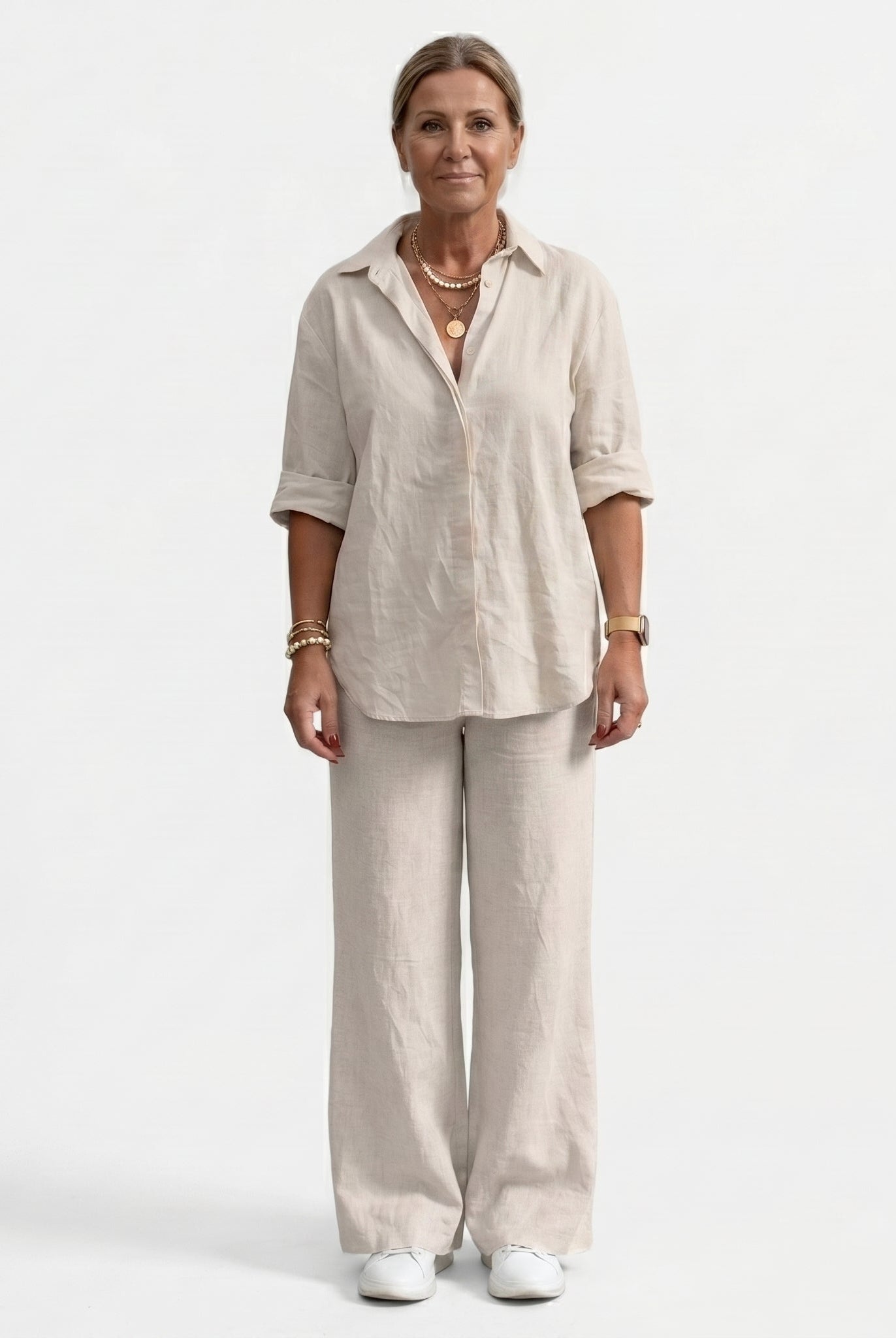 Lorena | Conjunto de Lino Elegante Mujer Camisa y Pantalón