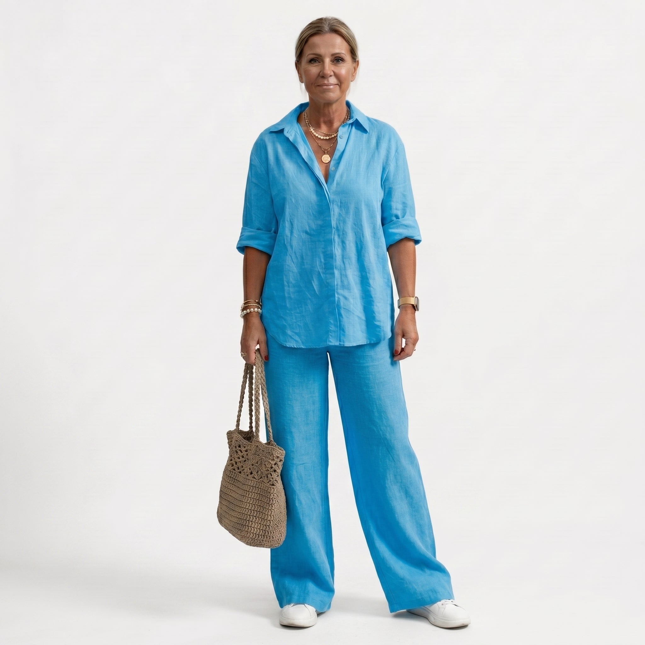 Lorena | Conjunto de Lino Elegante Mujer Camisa y Pantalón