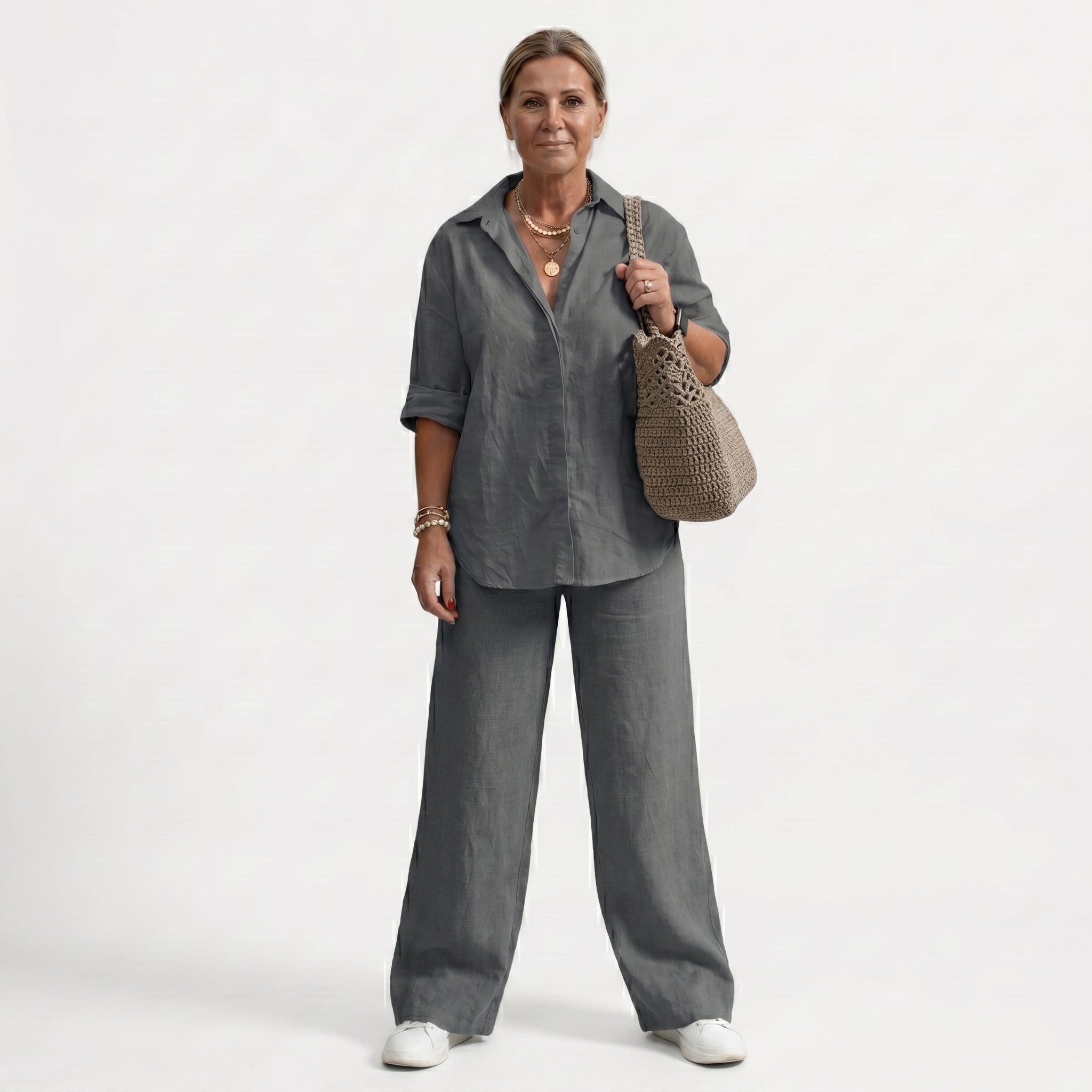 Lorena | Conjunto de Lino Elegante Mujer Camisa y Pantalón