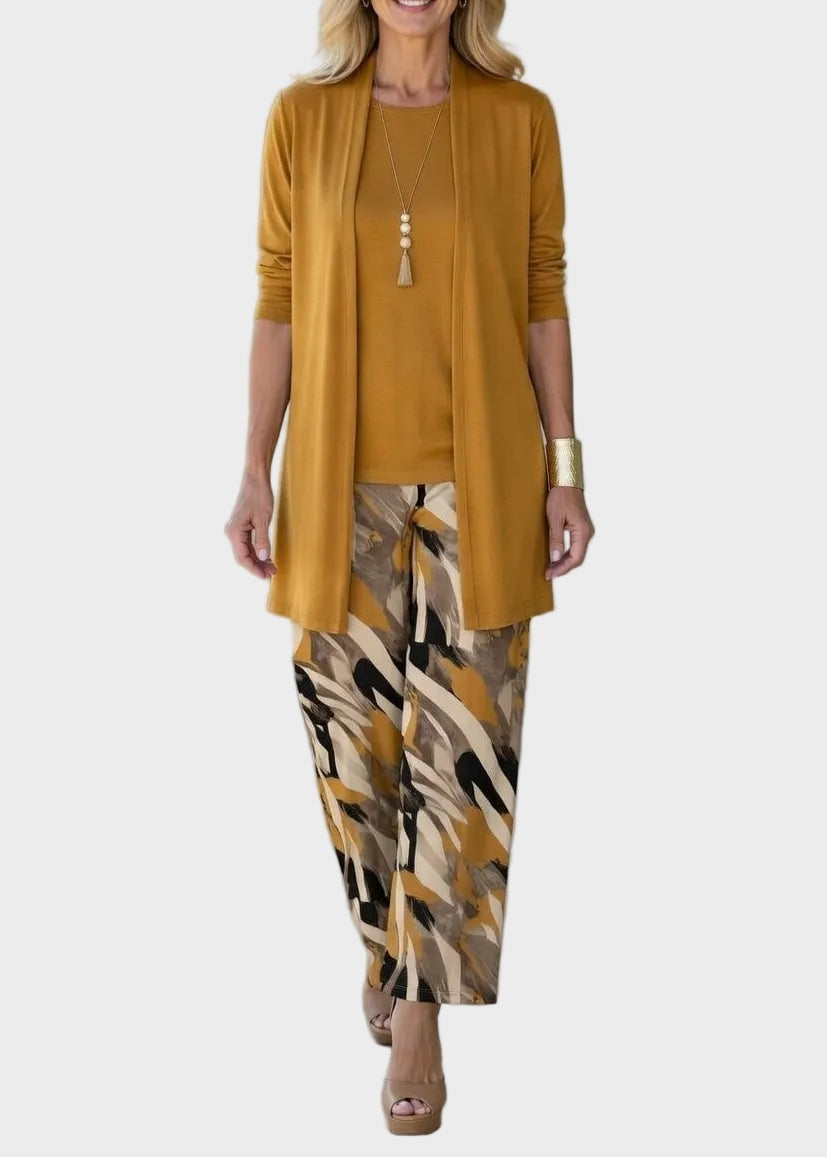 Lorena | Conjunto Elegante de Tres Piezas Mujer Estampado Abstracto