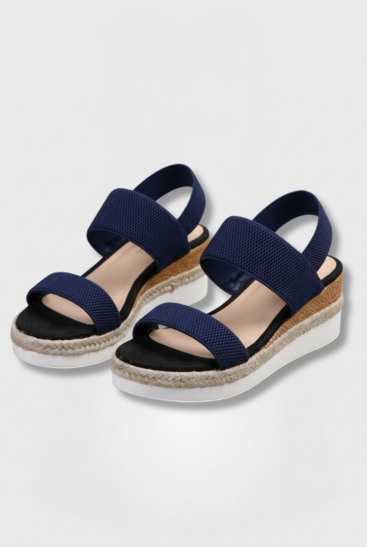 Lorena | Sandalias de Cuña Espadrille Verano Mujer Tiras Elásticas