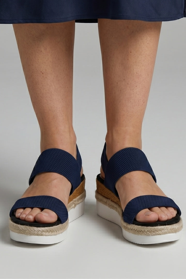 Lorena | Sandalias de Cuña Espadrille Verano Mujer Tiras Elásticas