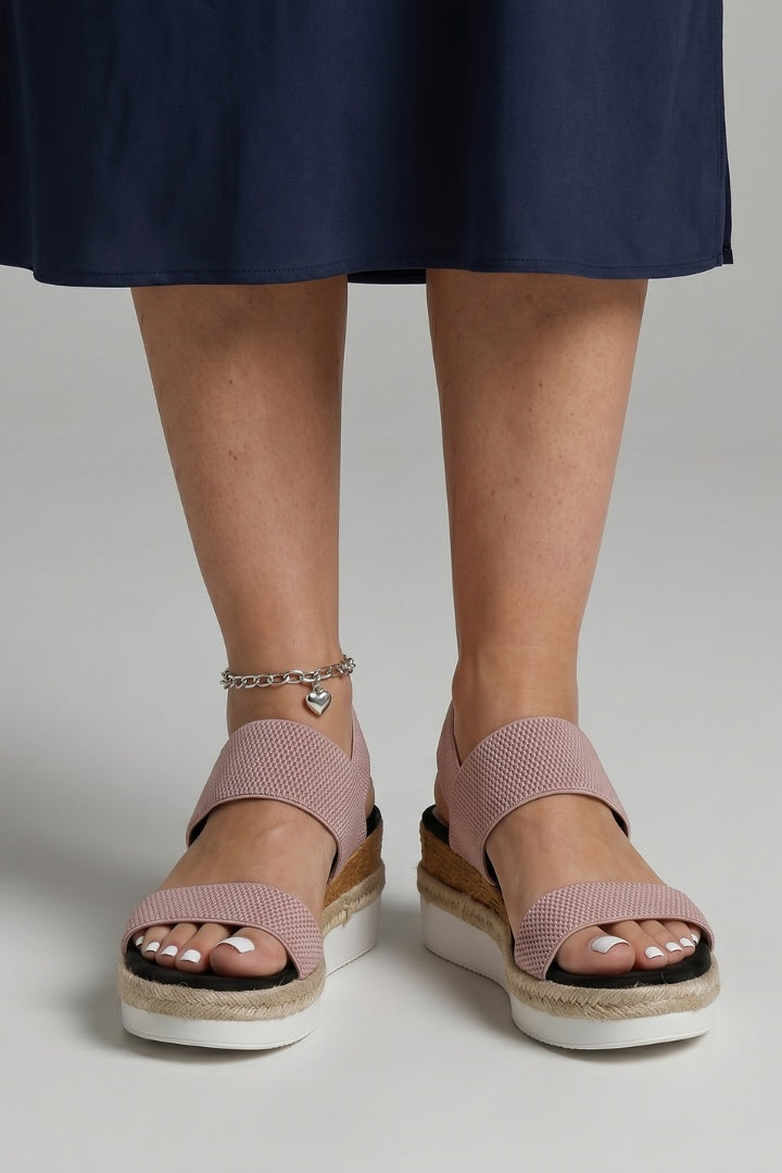 Lorena | Sandalias de Cuña Espadrille Verano Mujer Tiras Elásticas