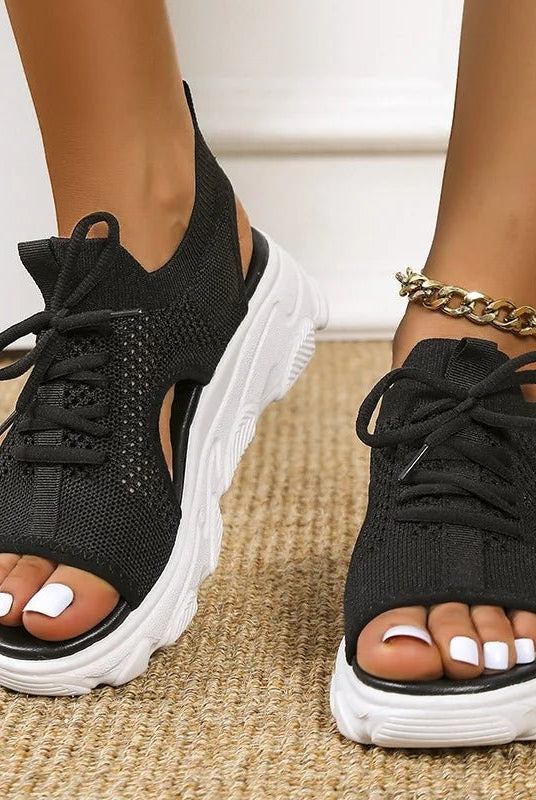 Lorena | Sandalias Deportivas de Plataforma Mujer Cordones Tejido