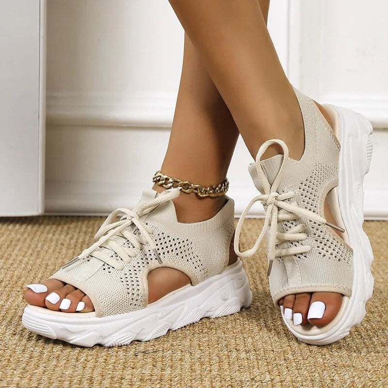 Lorena | Sandalias Deportivas de Plataforma Mujer Cordones Tejido
