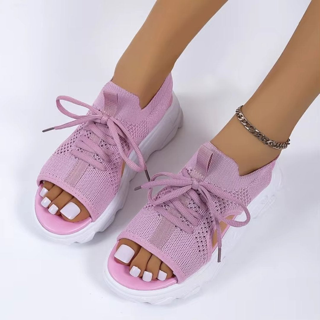 Lorena | Sandalias Deportivas de Plataforma Mujer Cordones Tejido