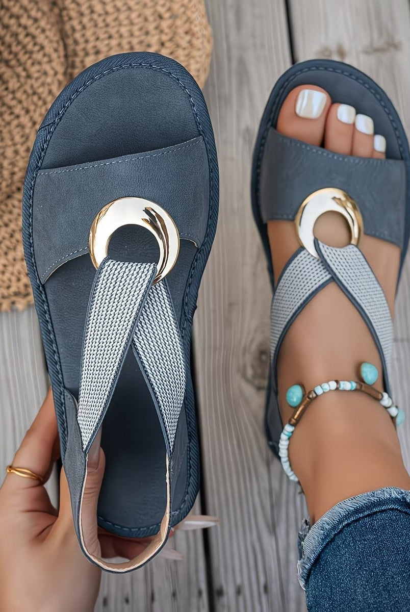 Lorena | Sandalias Planas Verano Mujer Detalle Metálico