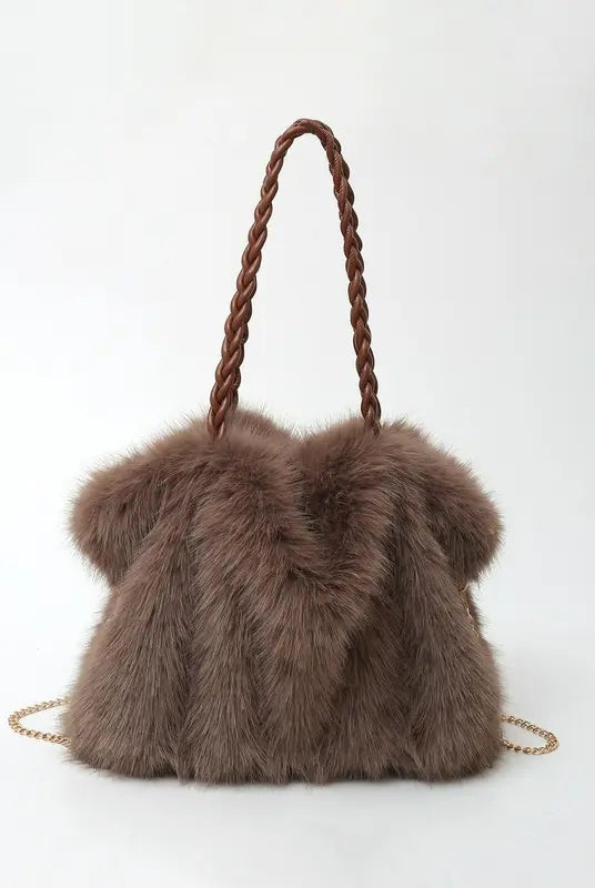 Lourdes | Bolso de Hombro de Pelo Sintético Mujer Asa Trenzada