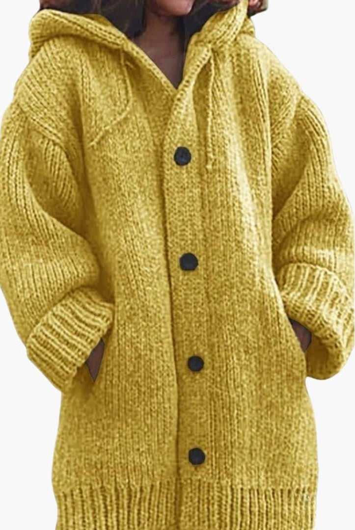 Lourdes | Cárdigan de Punto con Capucha Mujer Oversize Botones