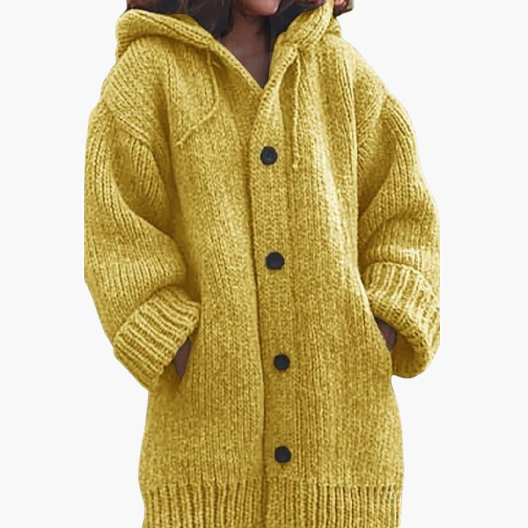 Lourdes | Cárdigan de Punto con Capucha Mujer Oversize Botones