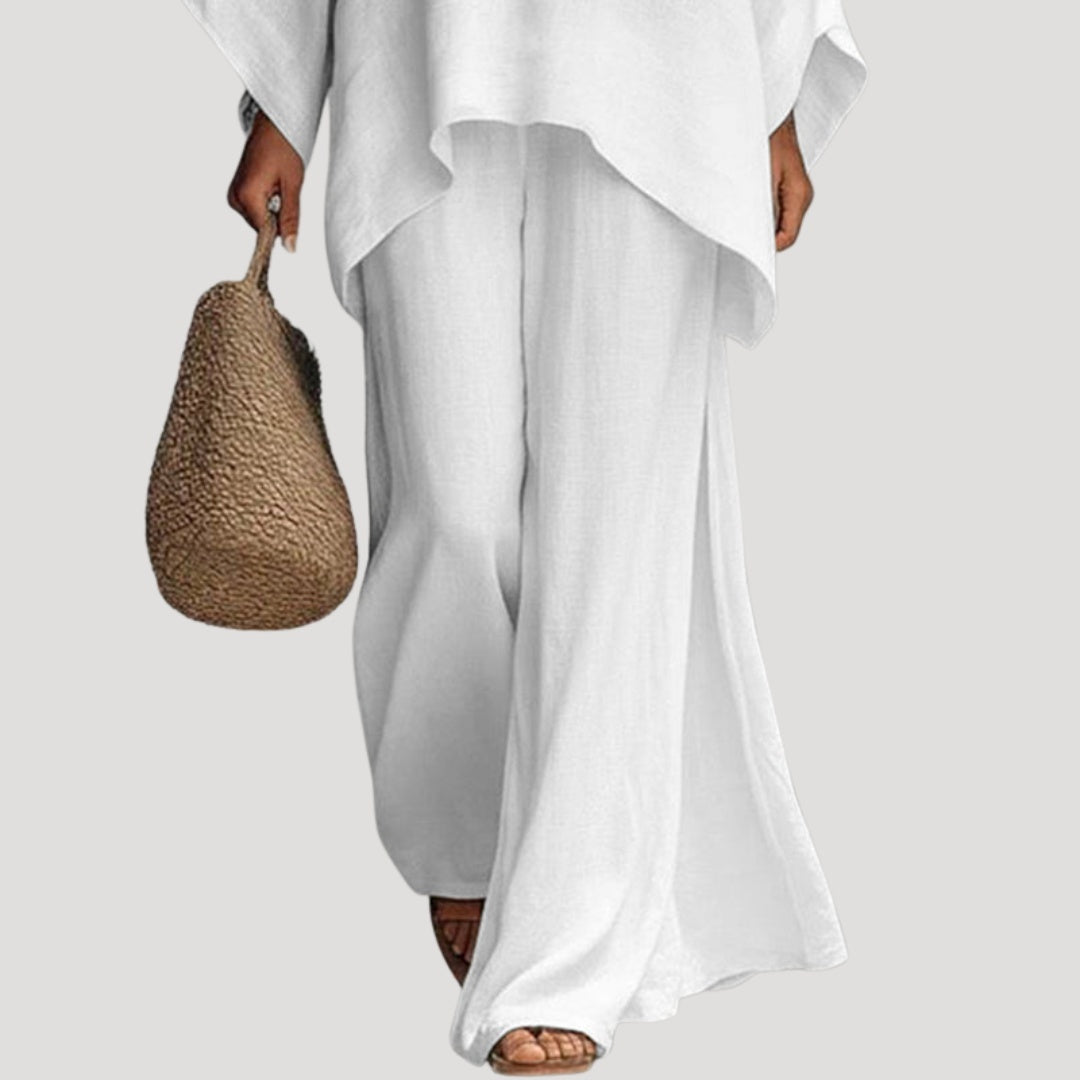 Lourdes | Conjunto de Lino Fluido Mujer Pantalón Palazzo