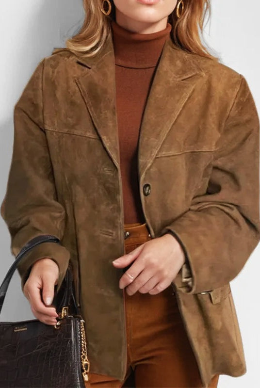 Macarena | Chaqueta de Ante Mujer Corte Suelto Solapas