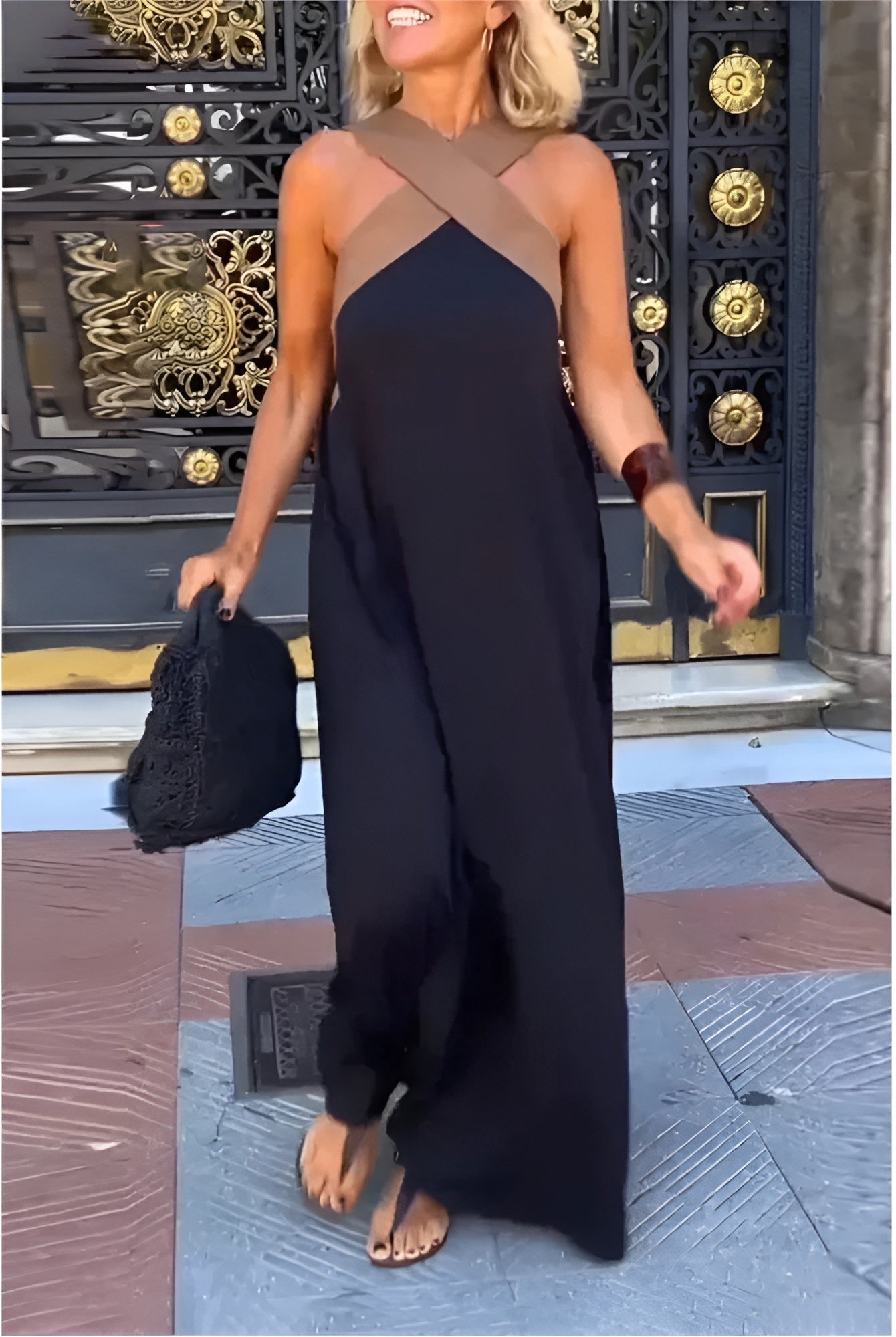 Macarena | Vestido Largo Cut Out Cruzado Mujer Cuello Alto