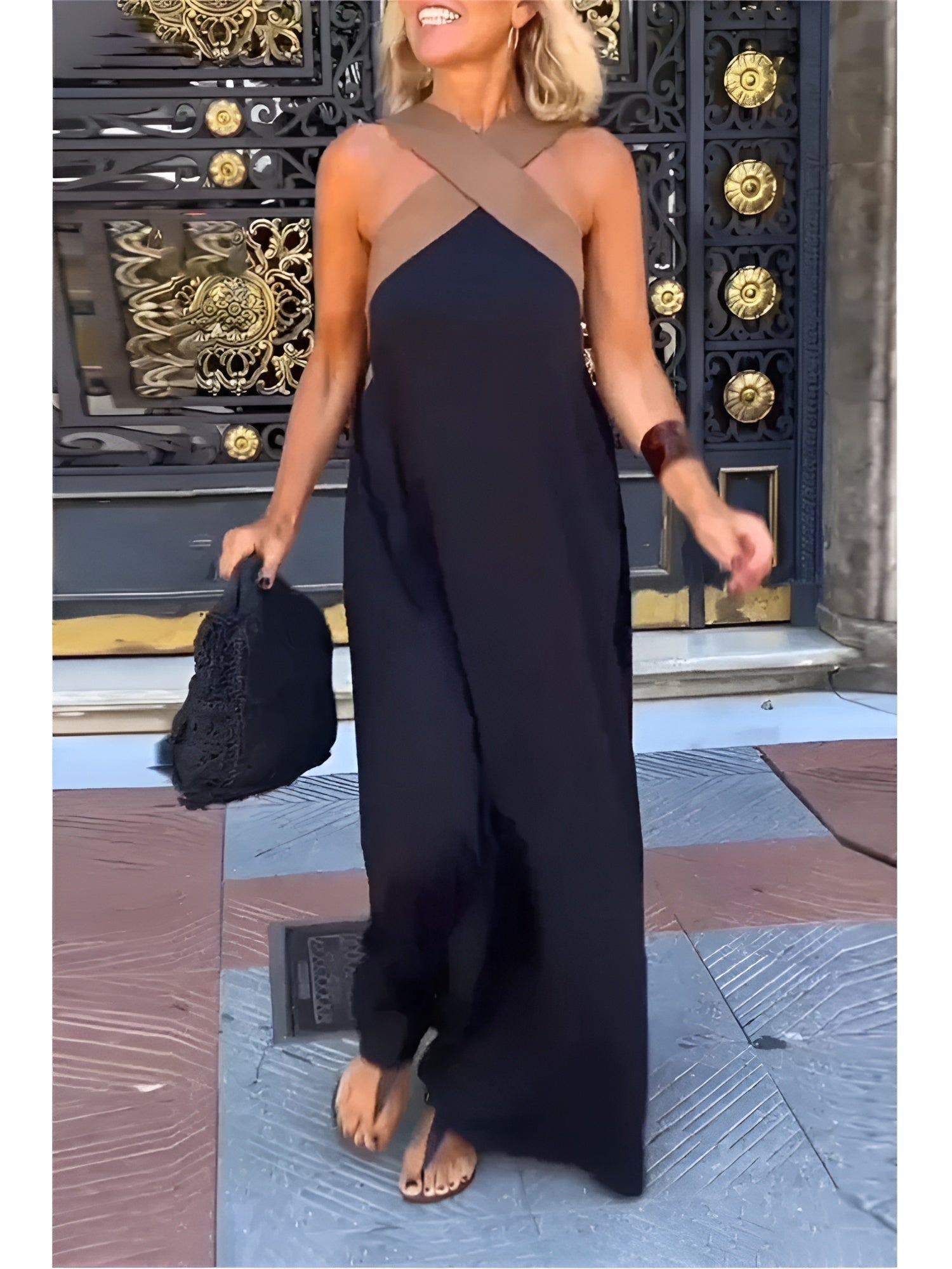 Macarena | Vestido Largo Cut Out Cruzado Mujer Cuello Alto