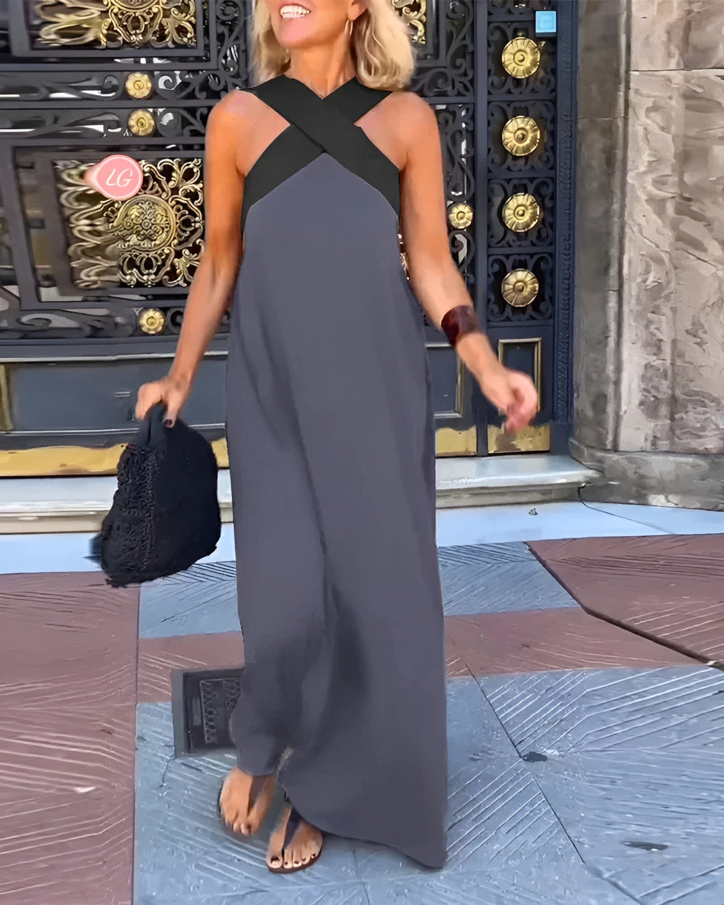 Macarena | Vestido Largo Cut Out Cruzado Mujer Cuello Alto
