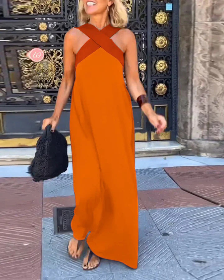 Macarena | Vestido Largo Cut Out Cruzado Mujer Cuello Alto