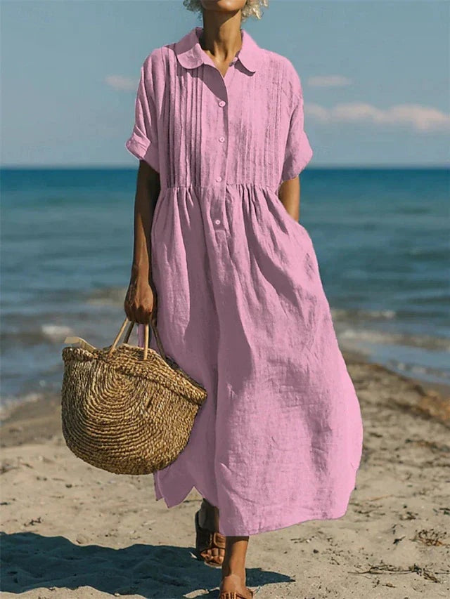 Macarena | Vestido Midi Camisero de Algodón Mujer Botones