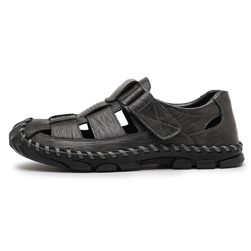 Marcos | Sandalias de Pescador de Cuero Hombre Cierre Velcro