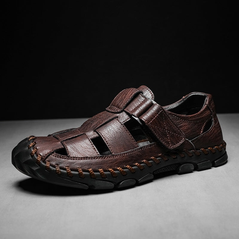 Marcos | Sandalias de Pescador de Cuero Hombre Cierre Velcro