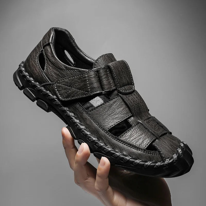 Marcos | Sandalias de Pescador de Cuero Hombre Cierre Velcro