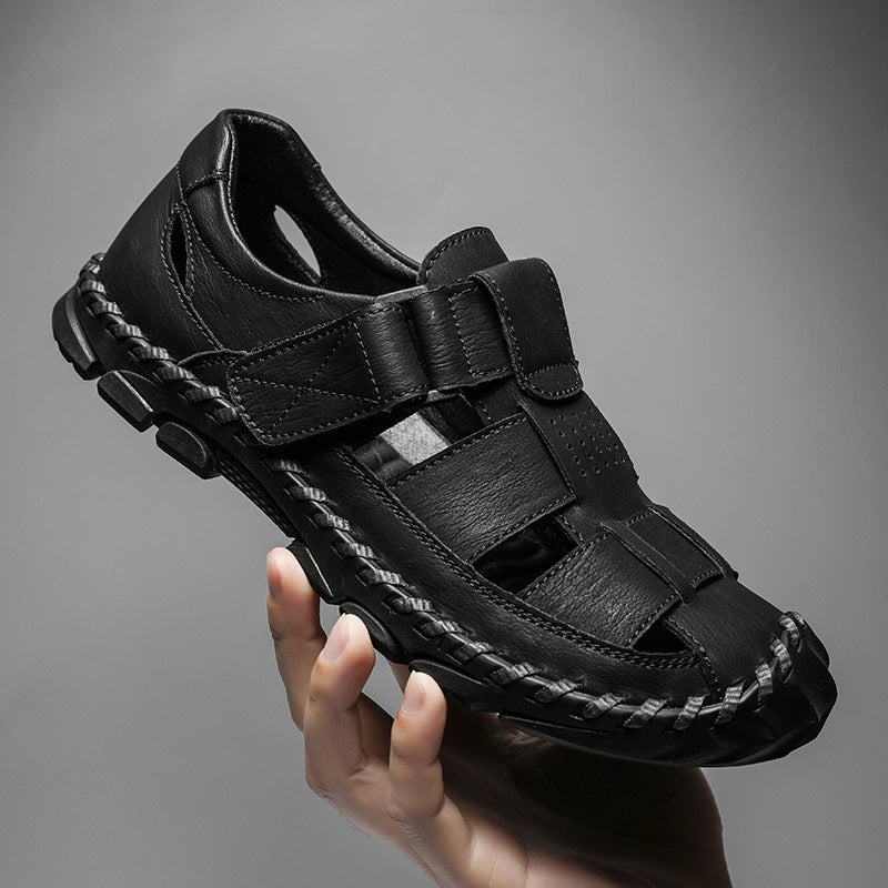 Marcos | Sandalias de Pescador de Cuero Hombre Cierre Velcro