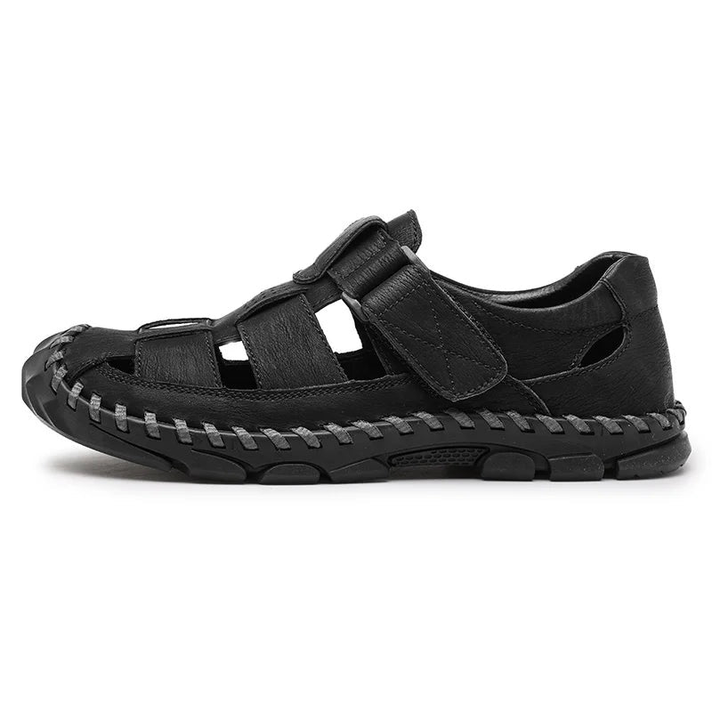 Marcos | Sandalias de Pescador de Cuero Hombre Cierre Velcro