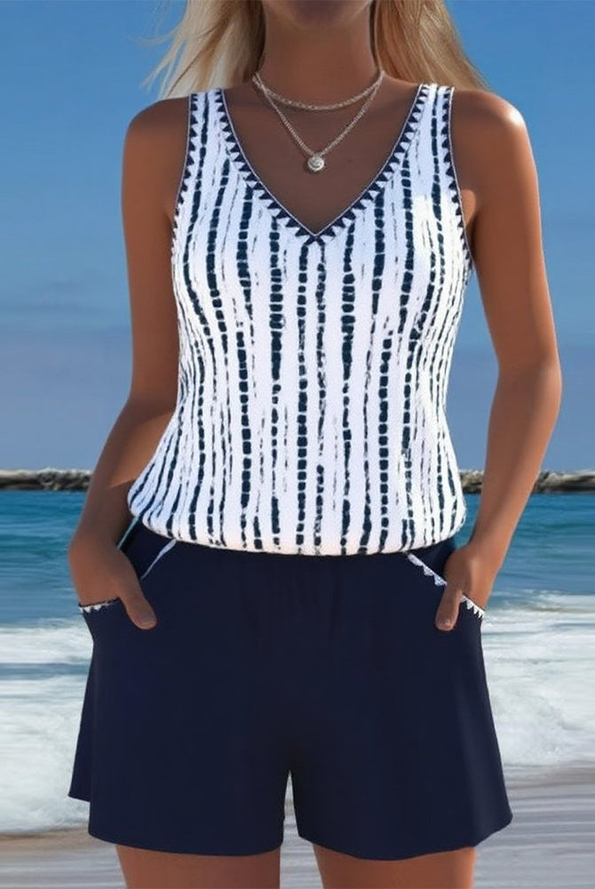 Marina | Conjunto de Dos Piezas Casual Mujer Estampado Tirantes