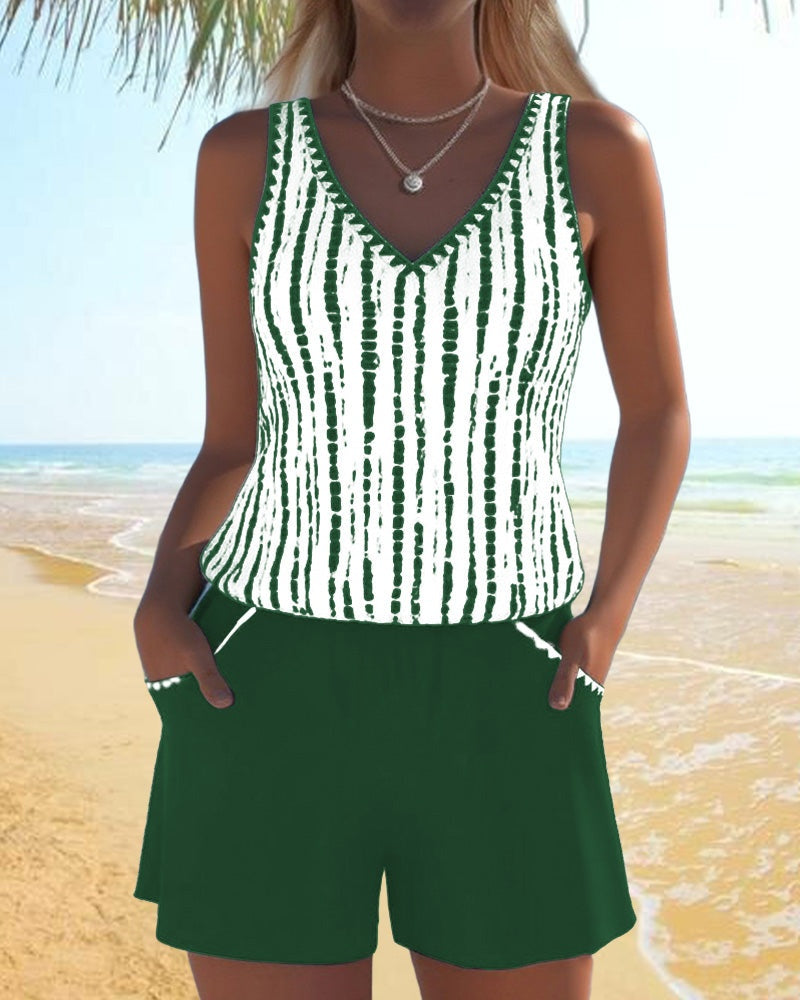 Marina | Conjunto de Dos Piezas Casual Mujer Estampado Tirantes