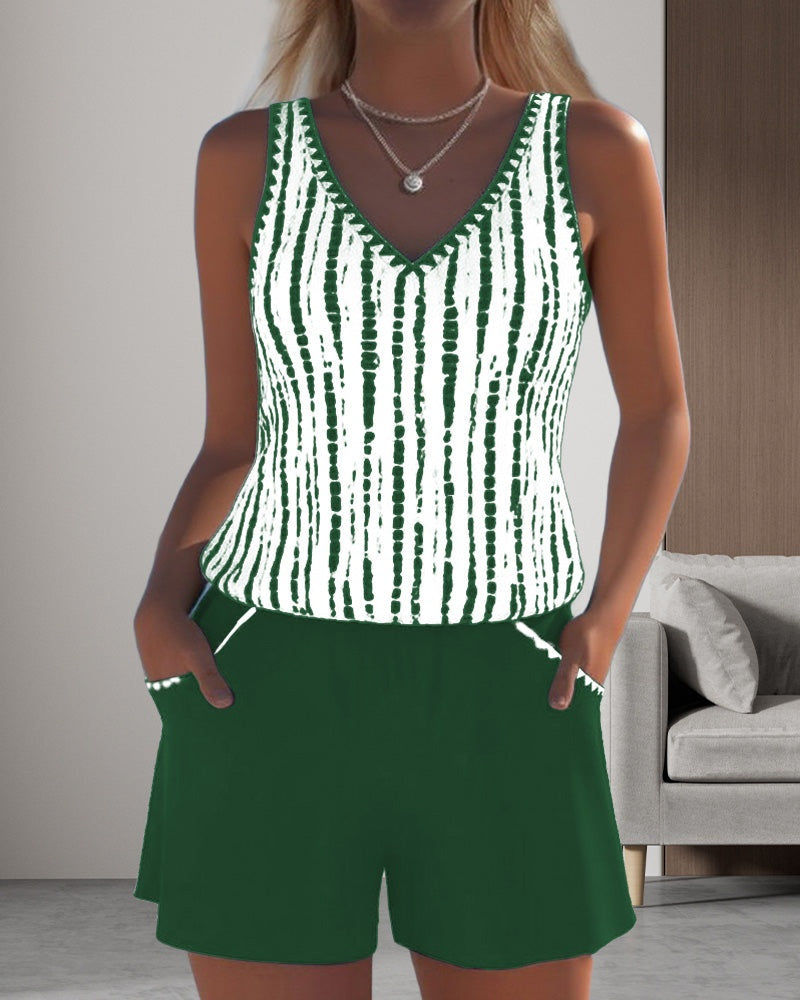 Marina | Conjunto de Dos Piezas Casual Mujer Estampado Tirantes