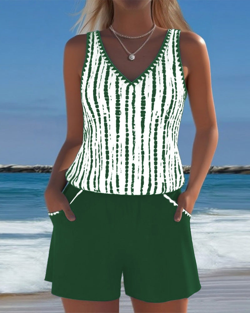 Marina | Conjunto de Dos Piezas Casual Mujer Estampado Tirantes