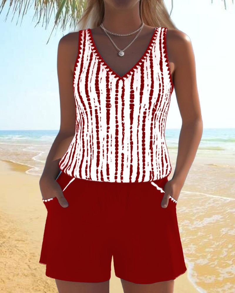 Marina | Conjunto de Dos Piezas Casual Mujer Estampado Tirantes