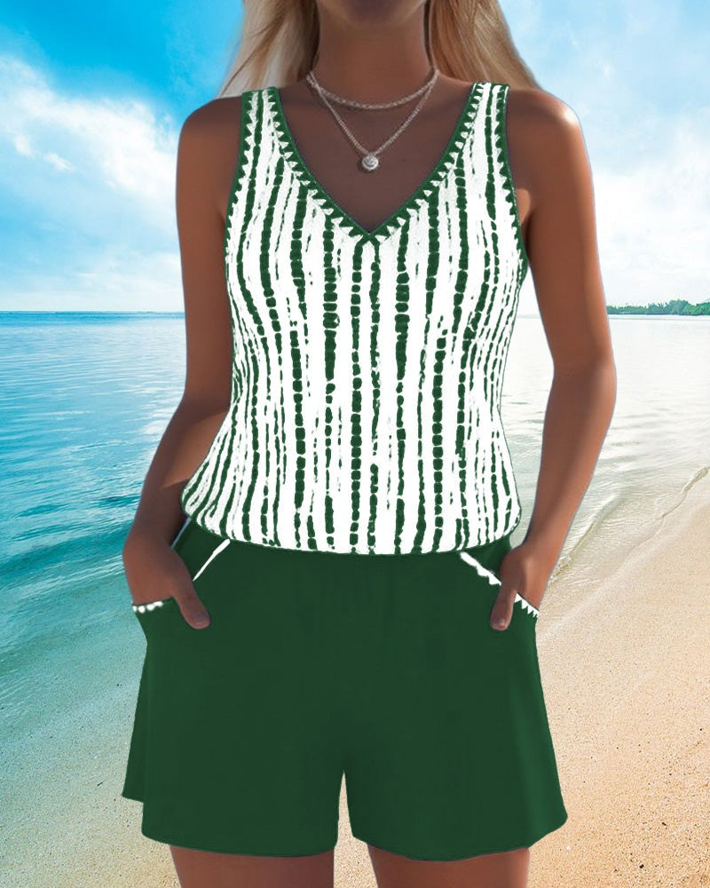 Marina | Conjunto de Dos Piezas Casual Mujer Estampado Tirantes