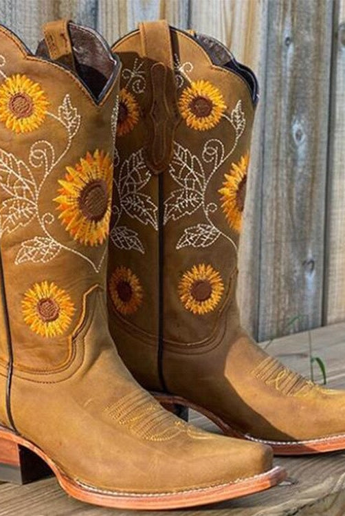 Marisol | Botas Camperas Mujer Caña Alta Bordado Floral