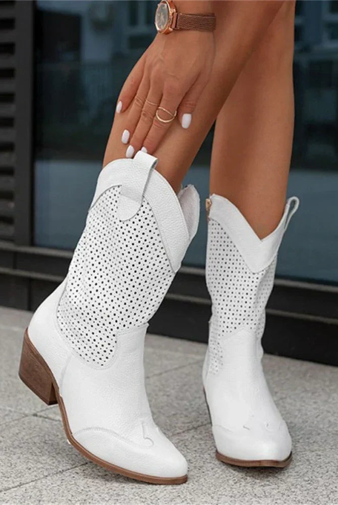 Marisol | Botas Camperas Mujer Caña Media Caladas Cremallera