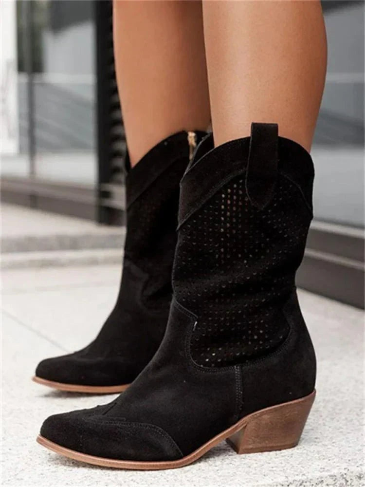 Marisol | Botas Camperas Mujer Caña Media Caladas Cremallera