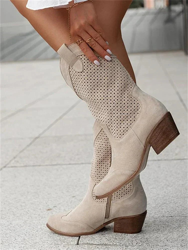 Marisol | Botas Camperas Mujer Caña Media Caladas Cremallera