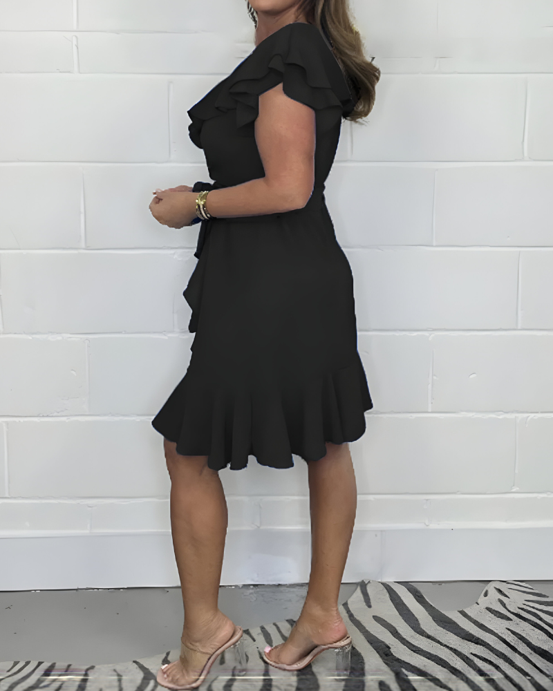Marisol | Vestido Corto con Volantes Mujer Escote V Sin Mangas