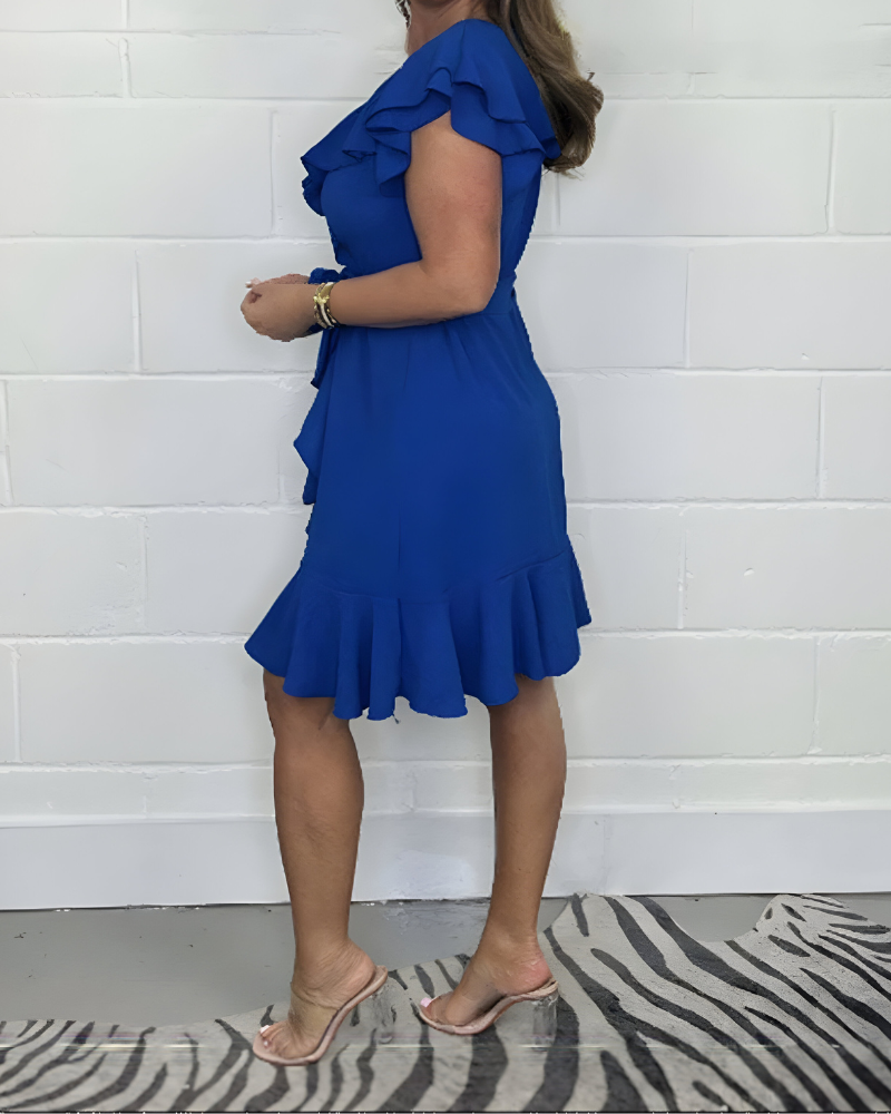 Marisol | Vestido Corto con Volantes Mujer Escote V Sin Mangas