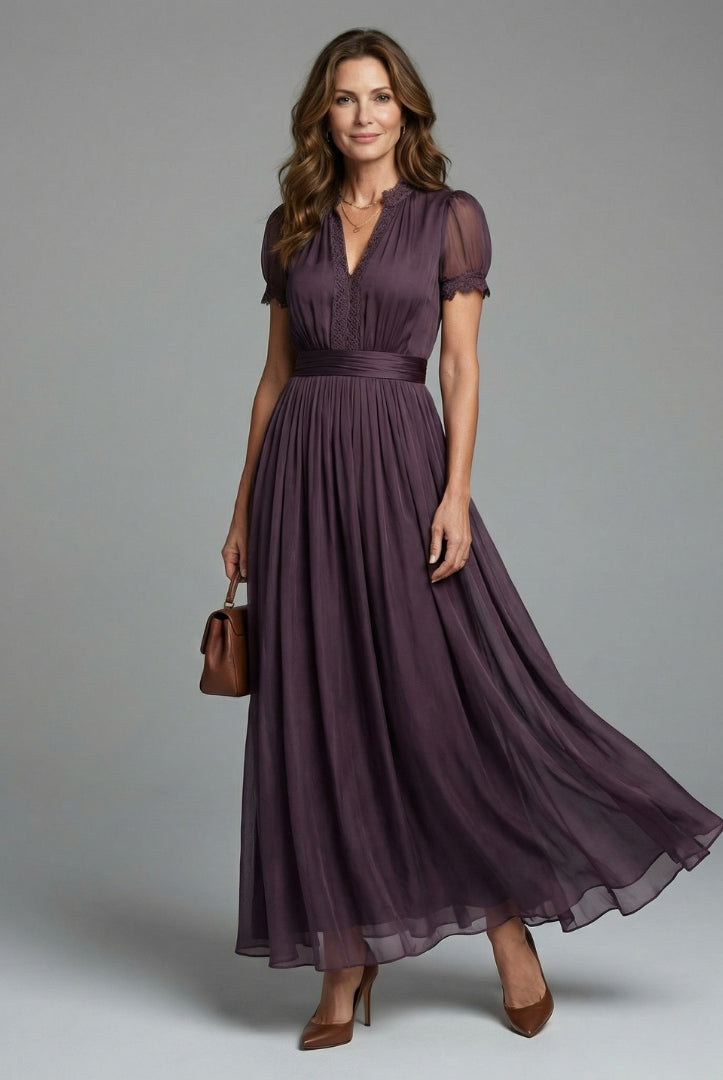 Marisol | Vestido de Madrina Mujer Escote en V Manga Corta
